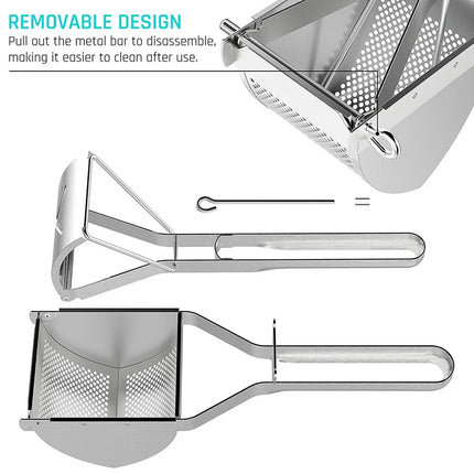 LMETJMA Potato Ricer Stainless Steel Potato Masher Heavy Duty Potato Ricer Masher For Baby Food Fruit Vegetable Juicer KC0154