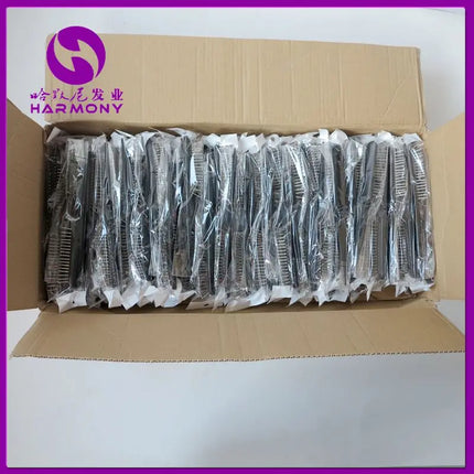 XUCHANG HARMONY 10 Pieces Black Salon Massage Hair Brush Slim Line Comb with Metal Tooth Hairbrush Hairdressing Styling Tools