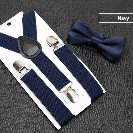 Kids Suspenders with Bowtie Fashion Children Bow Tie Set Boys Braces Girls Adjustable Suspenders Baby Wedding Ties Accessories