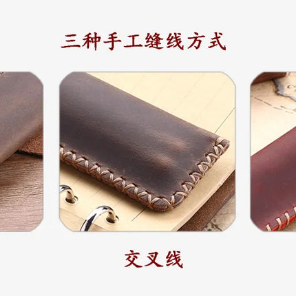 Handmade Genuine Leather Pen Bag, Cowhide Fountain Pen Case Holder, Vintage Retro Style Accessories For Travel Journal