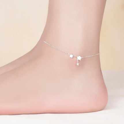 Buyee 925 Sterling Silver Female Simple Anklet Chain Foot Legs Anklet for Women Fashion Star Fine Jewelry Anklets Chain
