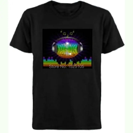 Popular Sound Active Equalizer EL T-shirt Equalizer Light Up Down LED T-shirt Flashing Music Activated LED T-shirts Men Women Tee