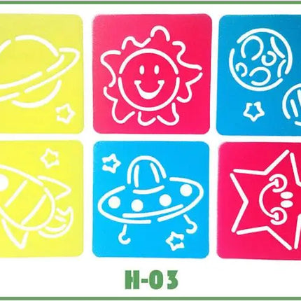 6pcs Plastic Picture Drawing Template Stencils Rulers Painting Kids Diy Art Paper Coloring Cards Scraping Drawing Toys GYH