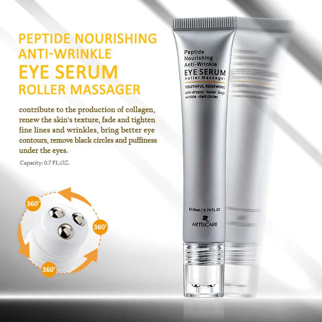 ARTISCARE Eye Serum Roller Massager for Dark Circles Peptide Essence Eye Bags Hyaluronic Acid Cream Eye Care