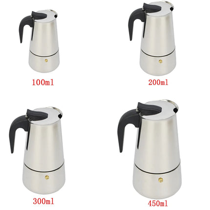 ATWFS 2/4/6/9 Cups Stainless Steel Coffee Maker Moka Pot Espresso Maker Cups Latte Percolator Stove Top Espresso Pot