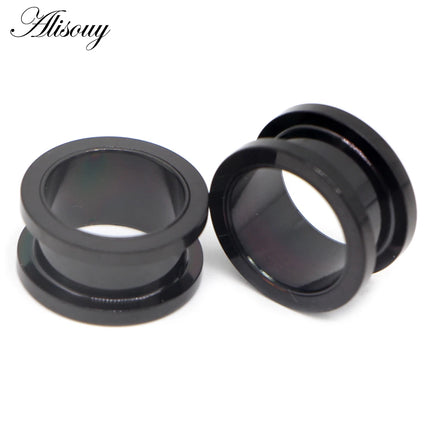 New 2pcs Colorful Anodized Stainless Steel Screw Fit Ear Flesh Tunnel Earring Plug Expander Body Jewelry Piercing Earlet Gauges