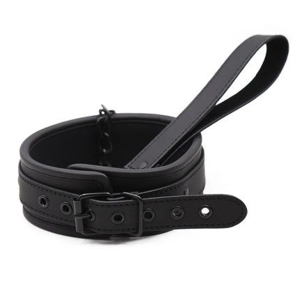 Thierry Sm Products Bondage Neck Collar with Metal Chain Leash BDSM Sex Toys Faux Leather Restraint Fetish Adult Sex Toys