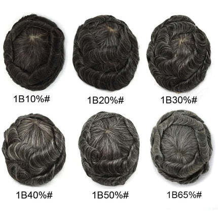 Australian Base Men Toupee Swiss Lace With PU Silicone Around Hairpiece Human Hair Replacement System Prosthesis Wigs For Men