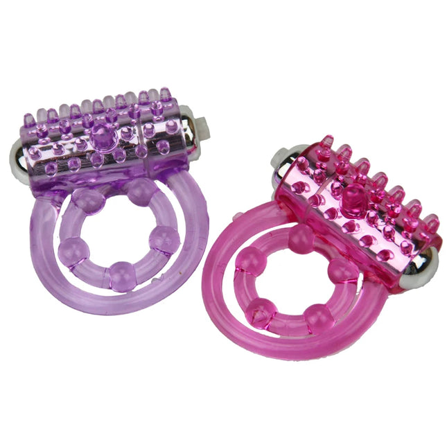 Double Rings Vibrator Waterproof Clitoris Massager Masturbation Vibrating Lasting Cock Ring Delay Ejaculation Vibe Sex Toy For Man