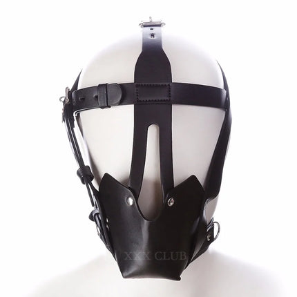 Thierry PU Leather Head Harness with Ball Gag,Sex Toys Strict Leather Muzzle for Adult Games Sex Roleplay