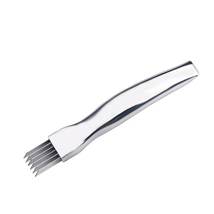 LMETJMA Stainless Steel Onion Slicer Cutter Scallion Cutter Knife Multi Vegetable Fruit Chopper Shredder Kitchen Gadget KC0148