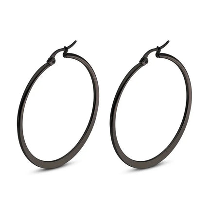 1 Pair Women Hypoallergenic Stainless Steel Rounded Smooth Big Large Hoop Earrings Jewelry Size 30-60mm