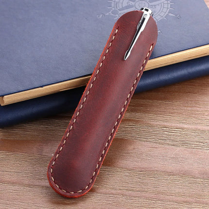Handmade Genuine Leather Pen Bag, Cowhide Fountain Pen Case Holder, Vintage Retro Style Accessories For Travel Journal