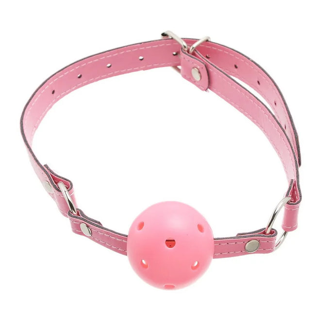 Pink BDSM Mouth Ball Gag PU Leather Mouth Gag Oral Fixation Stuffed Adult Games Flirting Sex Toys for Women Men Adult Products