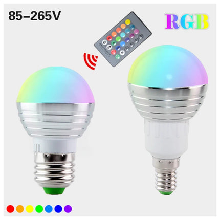 LED RGB Bulb lamp E27 E14 AC85-265V 5W LED RGB Spotlight dimmable magic Holiday RGB lighting+IR Remote Control 16 colors