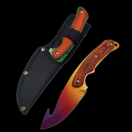 Real CS GO Counter Strike Tactical Straight Hunting Gut Knifes  Camping Sheath Survival Tiger Tooth