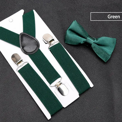 Kids Suspenders with Bowtie Fashion Children Bow Tie Set Boys Braces Girls Adjustable Suspenders Baby Wedding Ties Accessories