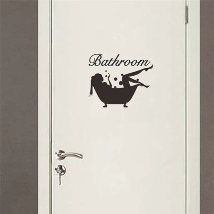 WC Toilet Entrance Sign Door Stickers For Public Place Home Decoration Creative Pattern Wall Decals Diy Funny Vinyl Mural Art