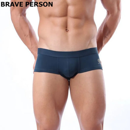 BRAVE PERSON Men's Low-Waist Nylon Boxer Shorts Underwear 4 Color Boxer Briefs High-Quality Comfortable Men's Trunks
