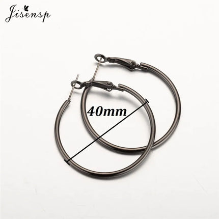Jisensp 30/40/50/60mm Trendy Large Hoop Earrings Smooth Circle Earrings for Women Jewelry Hyperbole Oversizes Accessories