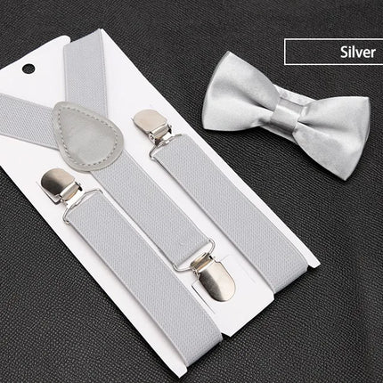 Kids Suspenders with Bowtie Fashion Children Bow Tie Set Boys Braces Girls Adjustable Suspenders Baby Wedding Ties Accessories