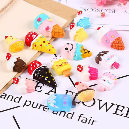 10Pcs Diy Crystal Slime Supplies Accessories Phone Case Decoration For Slime Filler Miniature Resin Cake Flowers Candy Chocolate