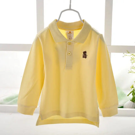 Hooyi children clothes Baby boys shirts Turn Down Collar Fashion Solid kids tee shirt Tops Boy shirts 100% Cotton 1-5Year
