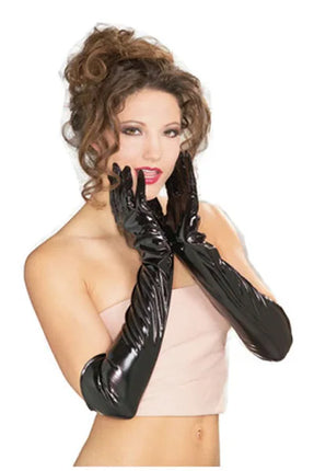 Lingerie Sexy Women's Black Pink Faux Leather Latex Gothic Fetish Clubwear Gloves Hip-pop Jazz Long Gloves