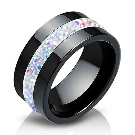 High Qulity Women Jewelry Ring Wholesale Black And White Simple Style Comly Crystal Ceramic Rings for Women