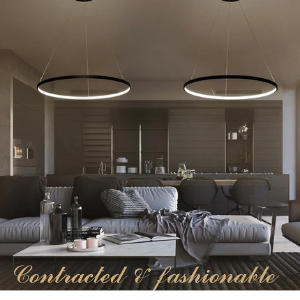Black/White/Golden Modern pendant lights for living room dining room 4/3/2/1 Circle Rings acrylic aluminum body LED pendant Lamp
