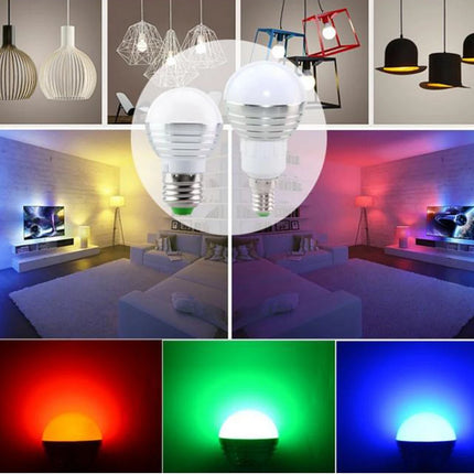 LED RGB Bulb lamp E27 E14 AC85-265V 5W LED RGB Spotlight dimmable magic Holiday RGB lighting+IR Remote Control 16 colors