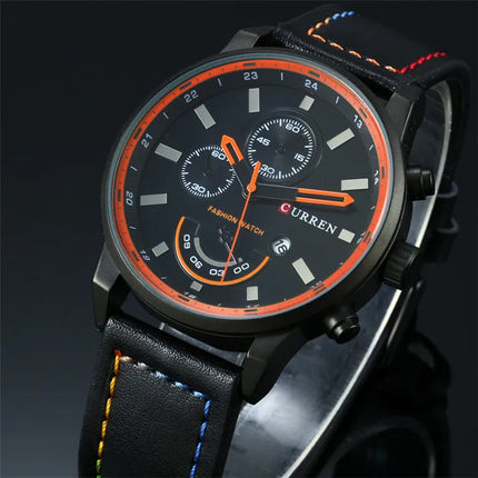 Top CURREN New Genuine Leather Watch Men Luxury Brand Quartz Watch Analog Display Date Casual Watch Men Watches relogio feminino