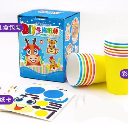 12pcs Children 3D DIY handmade paper cups sticker material kit Whole set Kids kindergarten school art craft educational toys GYH