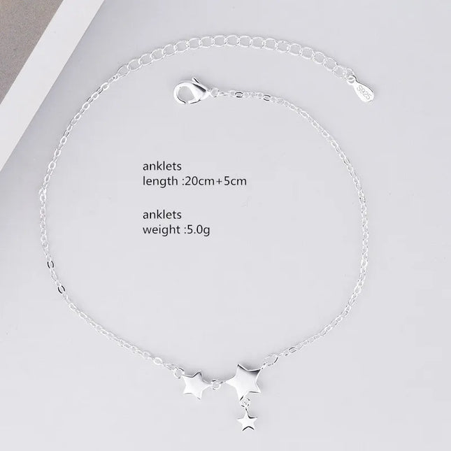 Buyee 925 Sterling Silver Female Simple Anklet Chain Foot Legs Anklet for Women Fashion Star Fine Jewelry Anklets Chain