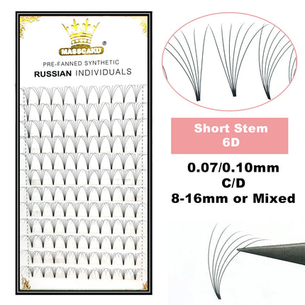 MASSCAKU Lashes Premade Wide Fans 3d/4d/5d/6d/10d/20d Short Stem Russian Volume Professional Eyelash Extensions Faux Mink