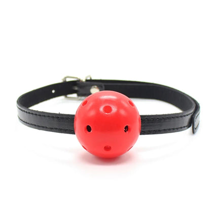 Hollow  Breathable Ball Mouth Gag Oral Fixation PU Leather mouth stuffed Adult Games For Couples Flirting Sex Products Toys
