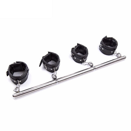 Puppy play Adjustable Stainless Steel Spreader Bar Set, Unisex Sex Slave collar Handcuffs Ankle Cuffs Fetish Restraints