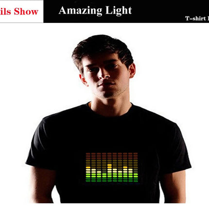 Popular Sound Active Equalizer EL T-shirt Equalizer Light Up Down LED T-shirt Flashing Music Activated LED T-shirts Men Women Tee