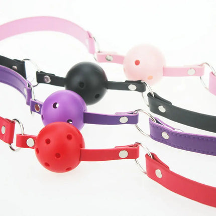 pink BDSM Mouth Ball Gag PU Leather Mouth Gag Oral Fixation Stuffed Adult Games Flirting Sex Toys for women men Adult Products