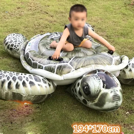 Inflatable Tortoise Kid's Beach Animal Shape Outdoor Swim Ring Pool Toy Summer Ride-on Floating Boat Mat Toys 2021