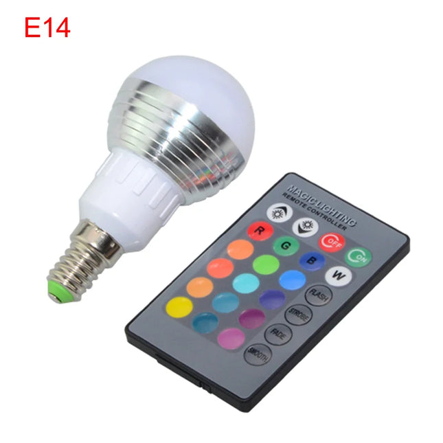 LED RGB Bulb lamp E27 E14 AC85-265V 5W LED RGB Spotlight dimmable magic Holiday RGB lighting+IR Remote Control 16 colors