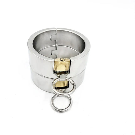 Stainless Steel Bondage Bangle Oval Anklet Fetter Metal Shackles Ankle Cuff Restraint Lock Adult BDSM Sex Toy For Male Female