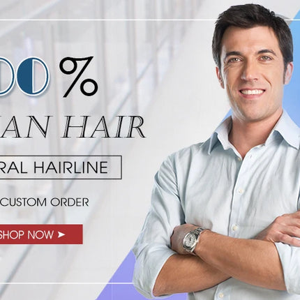 Australian Base Men Toupee Swiss Lace With PU Silicone Around Hairpiece Human Hair Replacement System Prosthesis Wigs For Men