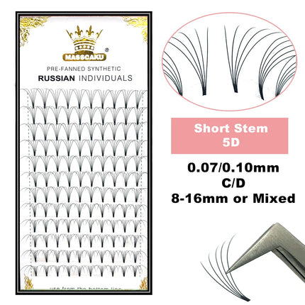 MASSCAKU Lashes Premade Wide Fans 3d/4d/5d/6d/10d/20d Short Stem Russian Volume Professional Eyelash Extensions Faux Mink