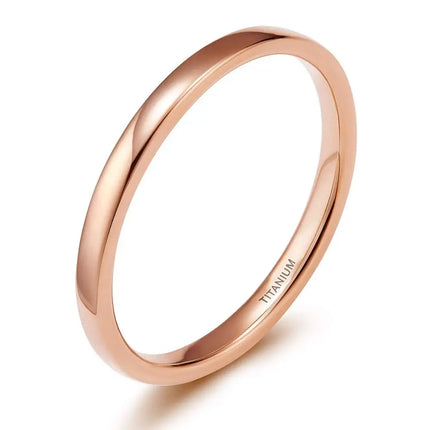 Tigrade 2mm Thin Titanium Ring Women Rose Gold Color Polished Simple Slim Rings for Man Female anel Wedding Engagement Band