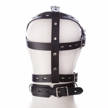 Thierry PU Leather Head Harness with Ball Gag,Sex Toys Strict Leather Muzzle for Adult Games Sex Roleplay