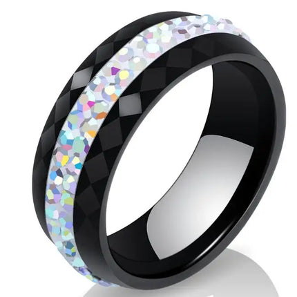 High Qulity Women Jewelry Ring Wholesale Black And White Simple Style Comly Crystal Ceramic Rings for Women
