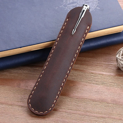 Handmade Genuine Leather Pen Bag, Cowhide Fountain Pen Case Holder, Vintage Retro Style Accessories For Travel Journal