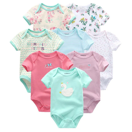 8 PCS/Lot Summer Short Sleeve Baby Boy Bodysuit Baby Boy Jumpsuit Set Ropa Bebe Baby Boy Clothes