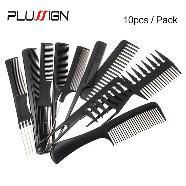 10Pcs Hair Comb Hairdresser Brush Black Plastic Hair Brushes Hair Styling Tail Comb Mini Portable Salon Hair Dressing Tools